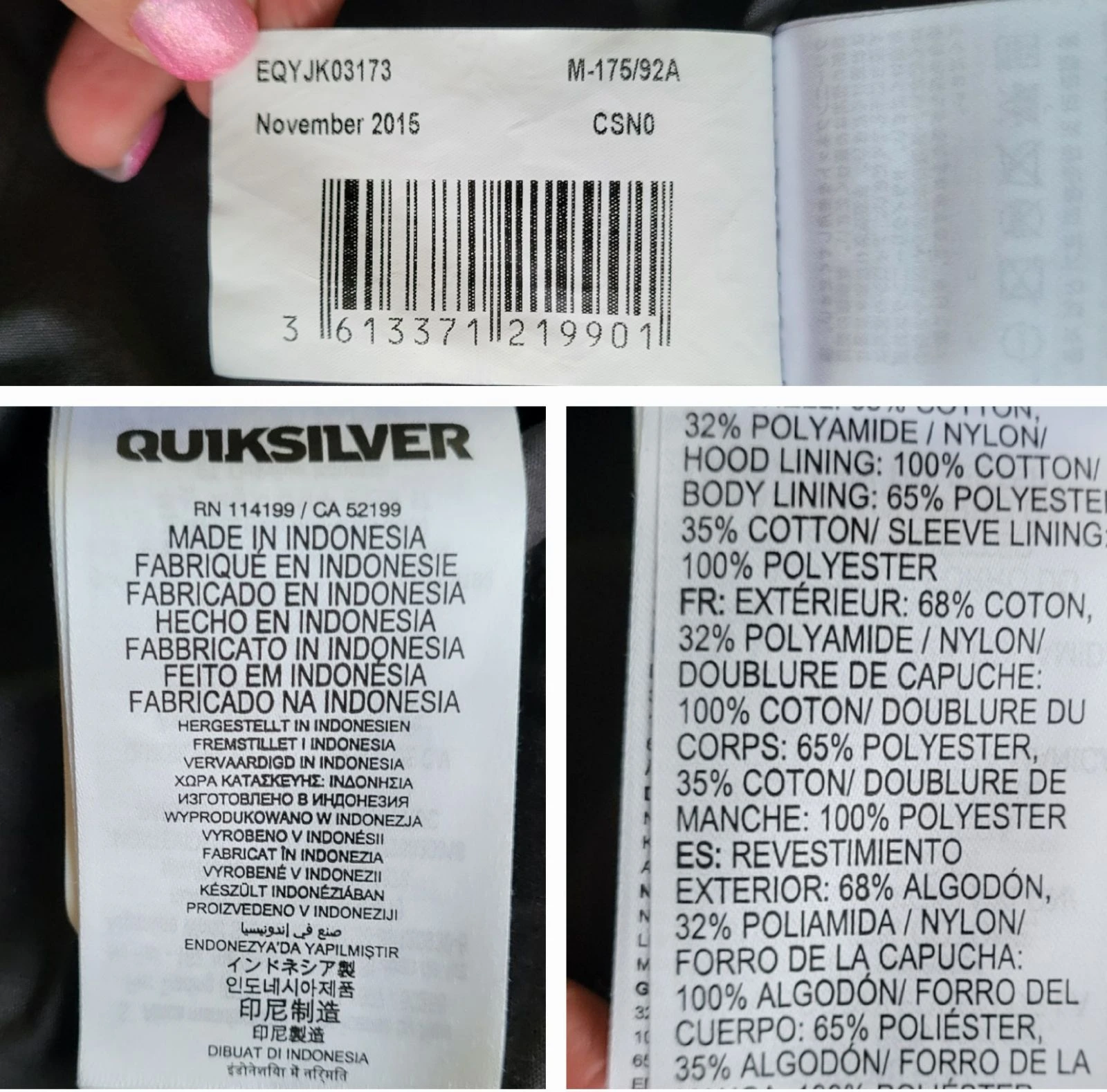 Quiksilver Jaqueta TM/TFr38- Kaki-Bombers/Vestuário para meia estação em estado excelente – photo 7